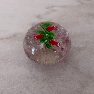Decorative Glass Paperweight with Red and Green Design